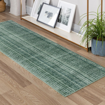 Osteen Striped Green/Gray Area Rug