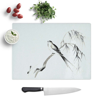 Tempered Glass Bird on a Tree Branch Chopping Board