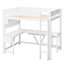 Lit mezzanine double en bois avec bureau, tablettes de rangement, lumière DEL et station de charge USB, blanc-1212455140