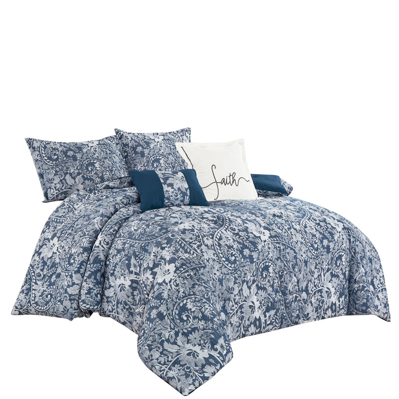 Ensemble de couette 5 pièces vintage à motif cachemire floral jacquard texturé