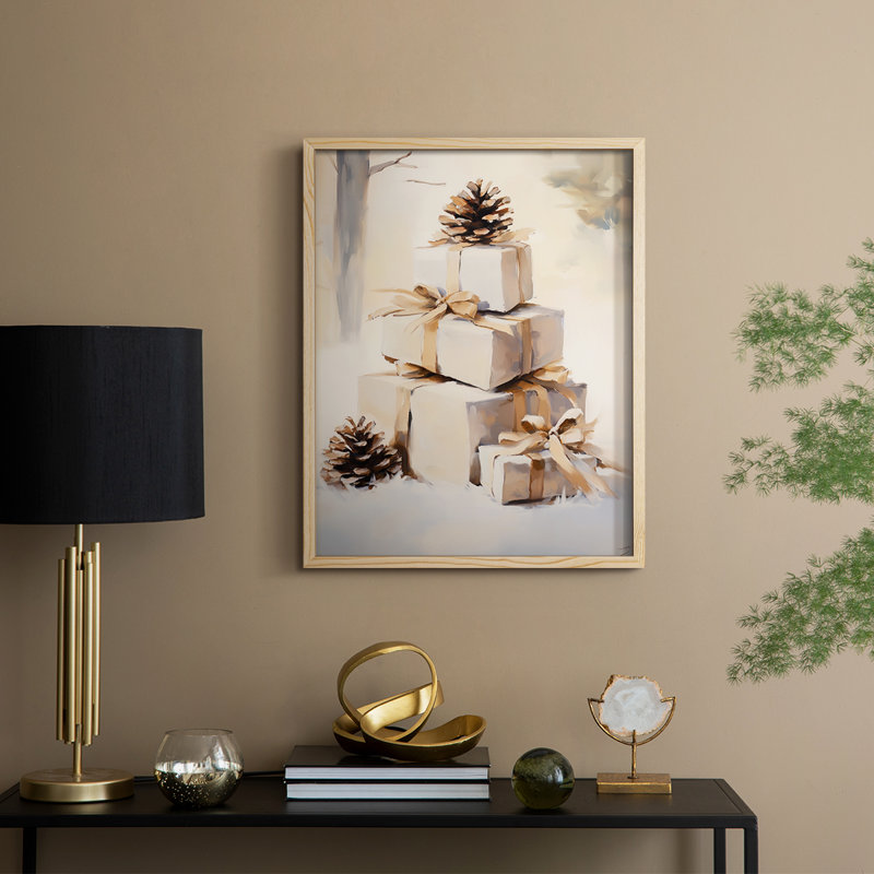 Art des Fêtes de Noël - Série 2 - CECXII, reproduction encadrée - bois massif, H 15 po x l 12 po, Naturel