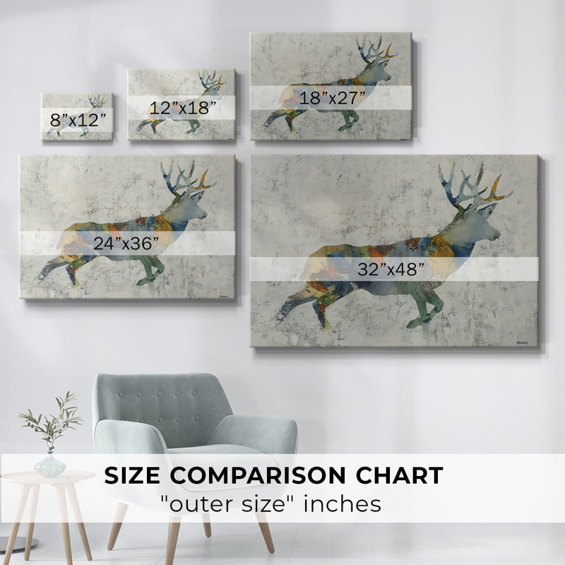 Toile tendue avec cerfs, H 18 po x l 27 po