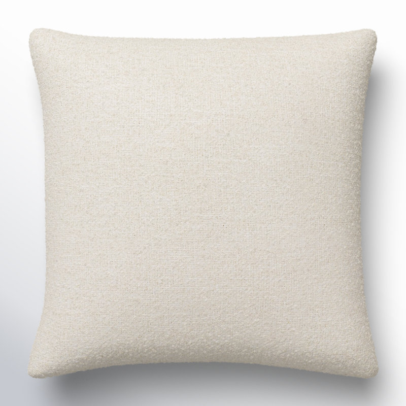 Ivory Square Polyester Throw Pillow, 18" x 18"