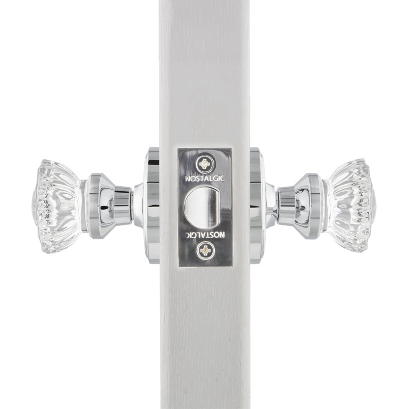 Classic Rosette with Crystal Door Knob, Bright Chrome, 2-3/8"