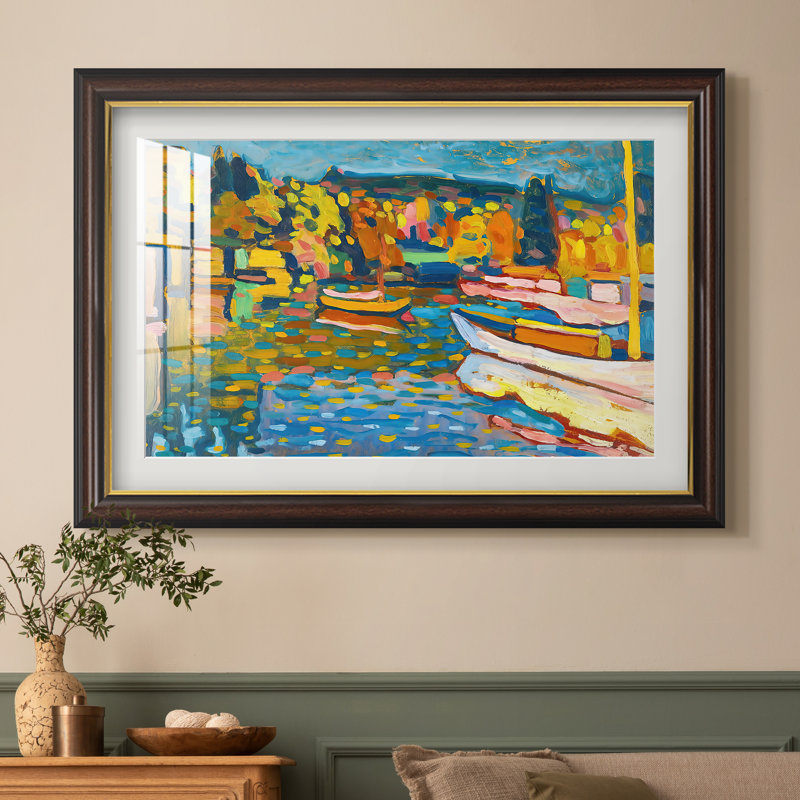 Étude pour Paysage d'automne avec bateaux, 1908 - Wassily Kandinsky - Reproduction encadrée sur mesure, 16x22 INNER SIZE