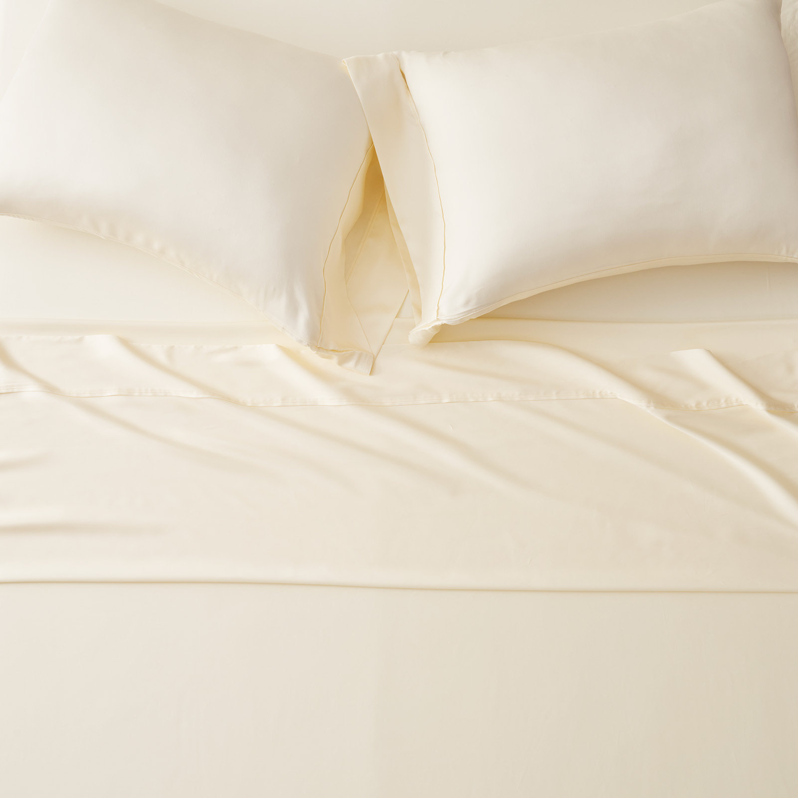 Tencel Sheet Set 4 Pieces, Cream White, King Sheet Set + 1 Fitted Sheet + 2  Pillowcases