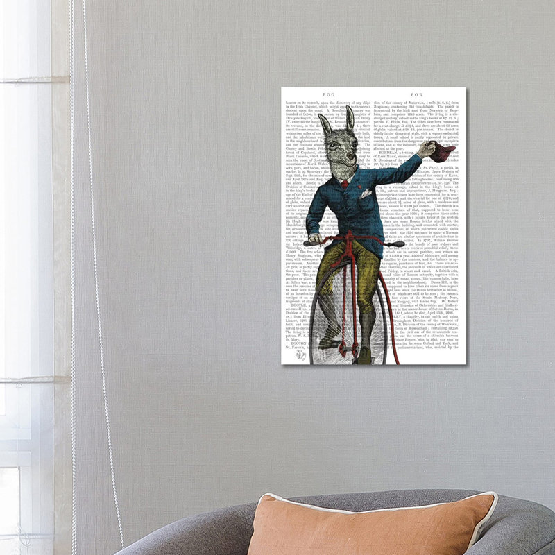 «Llama on Bike» par Fab Funky - impression d'art graphique, H 26 po x l 18 po x 1,5 po, Toile tendue, Aucun mat