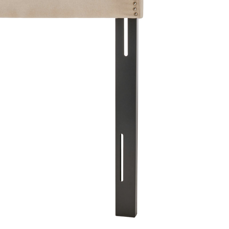 Beige Fabric Headboard For Bedroom, Queen Sized, With Stylish Button Tufting And Durability Delicate Versatile Style, Beige