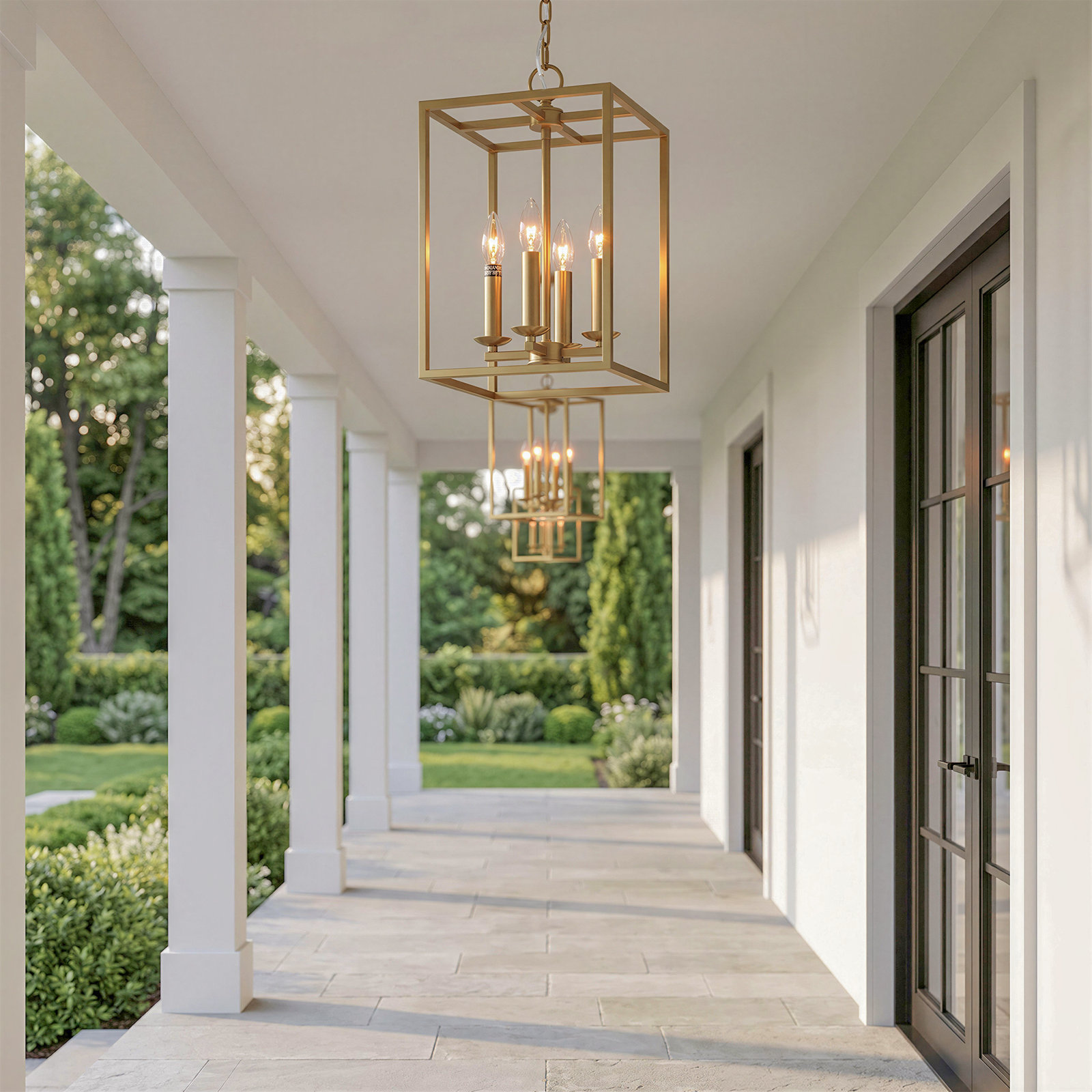 4-Light Pendant, Brass