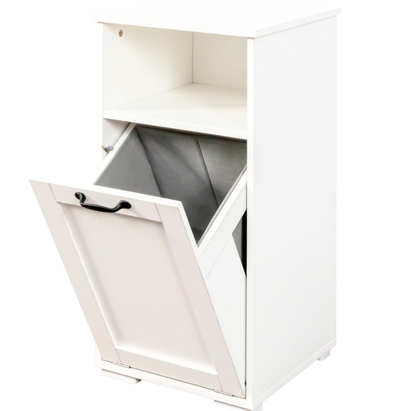 White Laundry Cabinet With Divided Compartments And Removable Liner, Keeps Room Clean During Time, 15.77 In Width, Depth, 30.41 Height, 34.09 Lb Liner For Simple Management, Fits Tight Spaces, Open