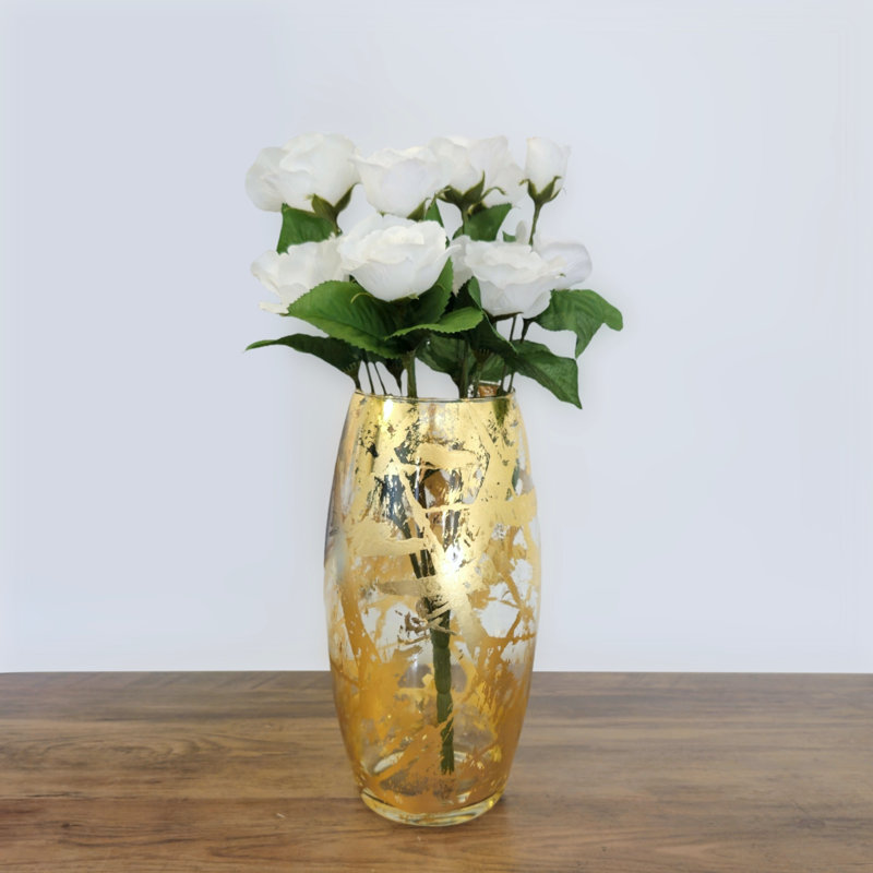 Vase AMaryllis, Hauteur totale - 10 po, Transparent / Doré