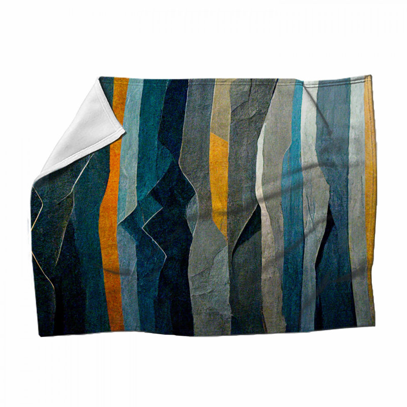 Abstract Fleece Throw Blanket - Art Throws for Sofas or Beds, 51in W x 60in H