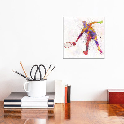 «Tennis Player In Silhouette II» par Paul Rommer - peinture sur toile tendue