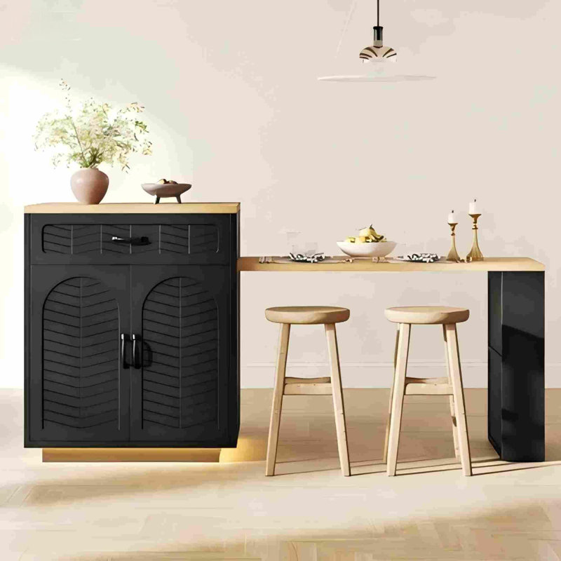 Wood Kitchen Island, Black