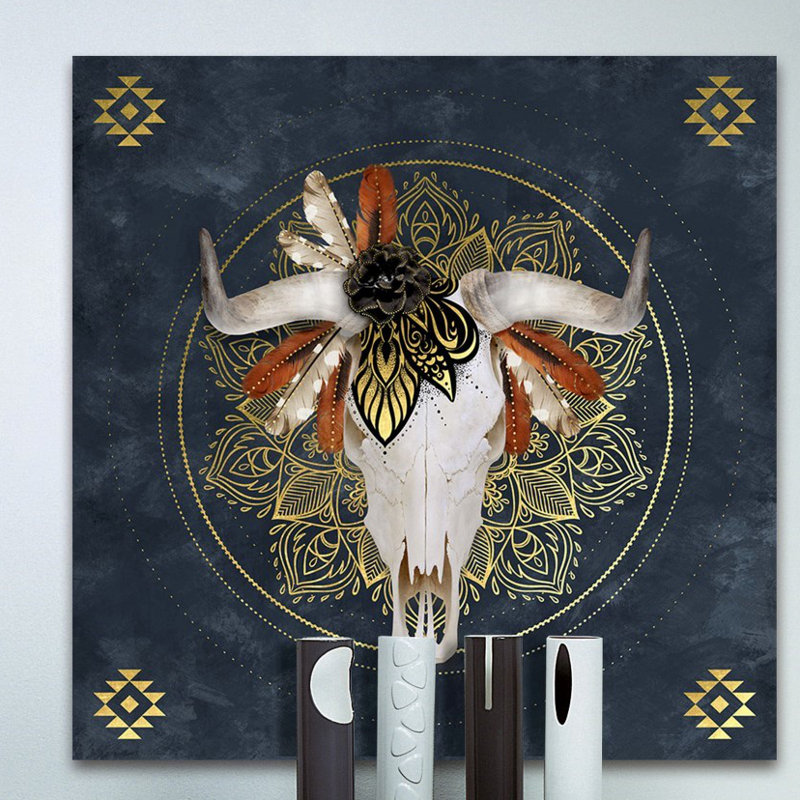 Skull Emblem - Wrapped Canvas Print, 81cm H x 81cm W x 4cm D