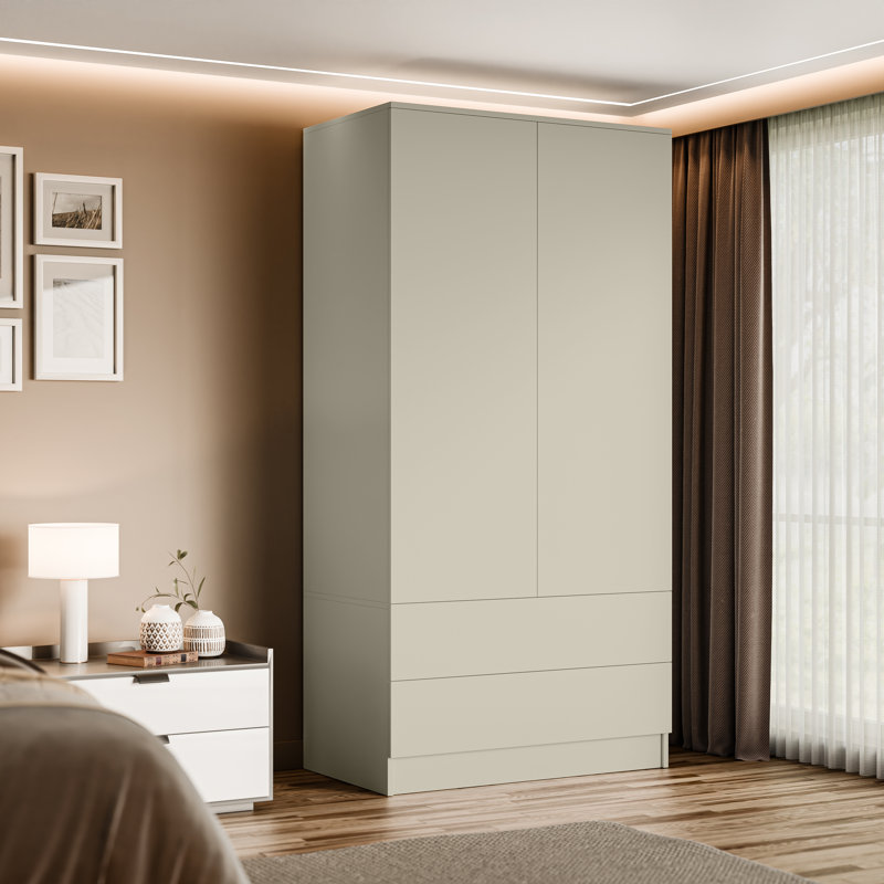 2 Door Manufactured Wood Wardrobe, Grey