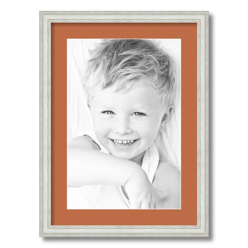 Wood Matte Picture Frame with Mat, Red Orange