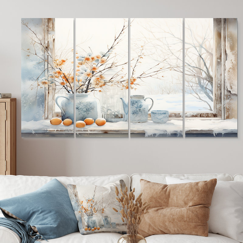 «Cottage in Winter Window Charm III - Farm Windows», art mural sur toile, H 32 po x l 64 po