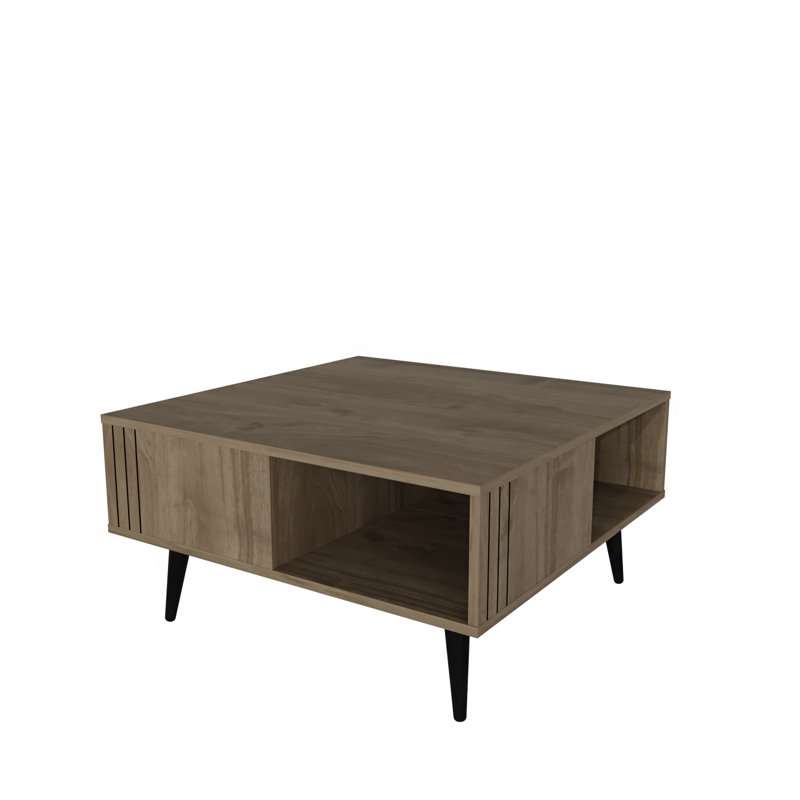 Aidtya Coffee Table with Storage, Walnut, Walnut/Black