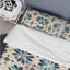 Ensemble de housse de couette à motif damassé marocaine beige et bleu-390717698