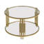 Table basse ronde en verre avec structure en métal et tablette ouverte-1696305615