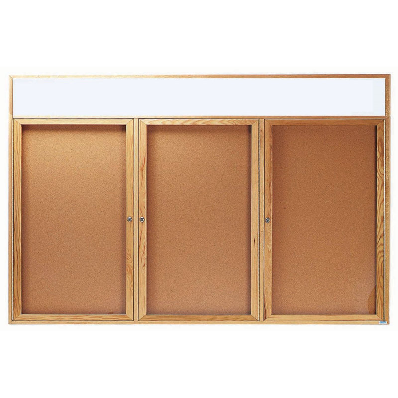Tableau d’affichage mural fermé, Laque transparente ultrabrillante, Trois, H 48 po x l 96 po