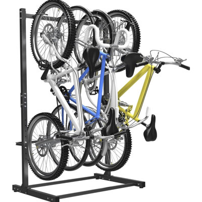 5 Bike Freestanding Rack, Heavy Duty Floor Parking Stand with Height Adjustable Hooks, 300 Lbs Capacity, Indoor & Outdoor Bike Storage Organizer