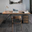 Bureau rectangulaire en bois massif brun + noir-107205920