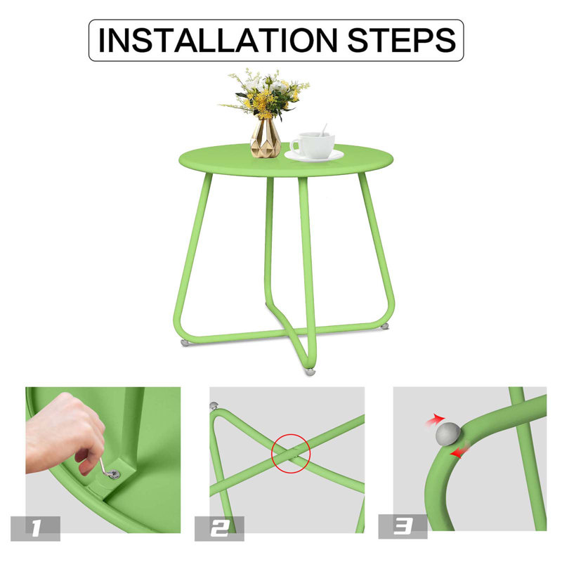 Tables d'appoint rondes en métal, Vert