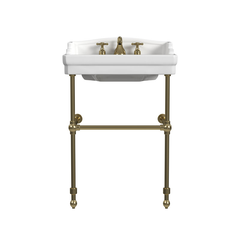 Cheviot Products Essex 24" Console Bathroom Sink with Overflow & Metal Base, Single Hole, Polished Brass