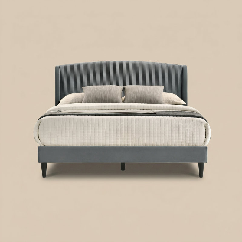 Ensemble de chambre à coucher 4 pièces Lavallette, Gris foncé / Noir, 4 Pcs: Bed, Dresser, 2 Nightstands, Queen