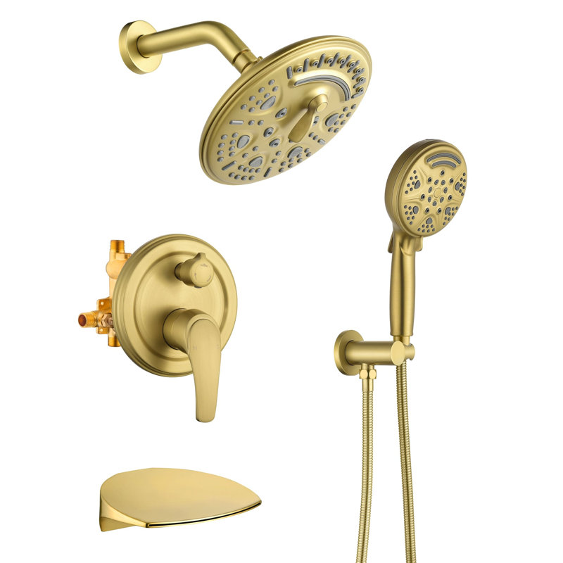 All-In-One Kit with Rough in-Valve, Brushed Gold