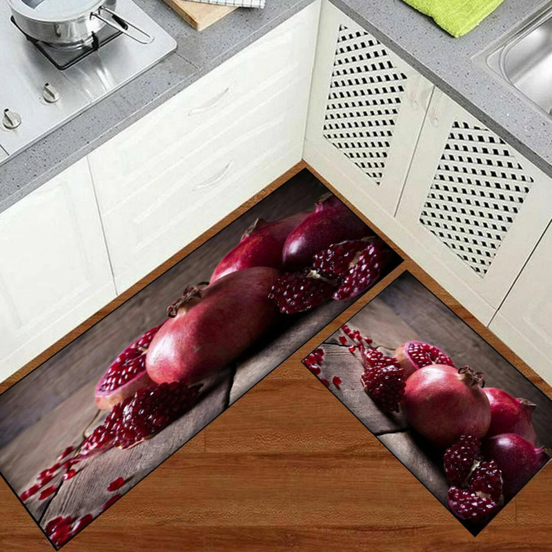 3D Fruit Kitchen Mat – Washable Non-Slip Runner Rug – Door Mat with Rubber Backing – Polypropylene, 80cm W x 150cm L