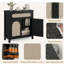Set Of 2 Rattan Sideboard Cabinets With Drawer And Adjustable Shelves Boho Farmhouse Buffet For Living Room Dining Room