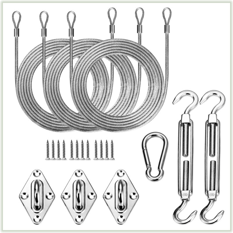 ColourTree Sun Shade Sail Triangle Hardware Kit (Hardware Kits + Cable Wires)