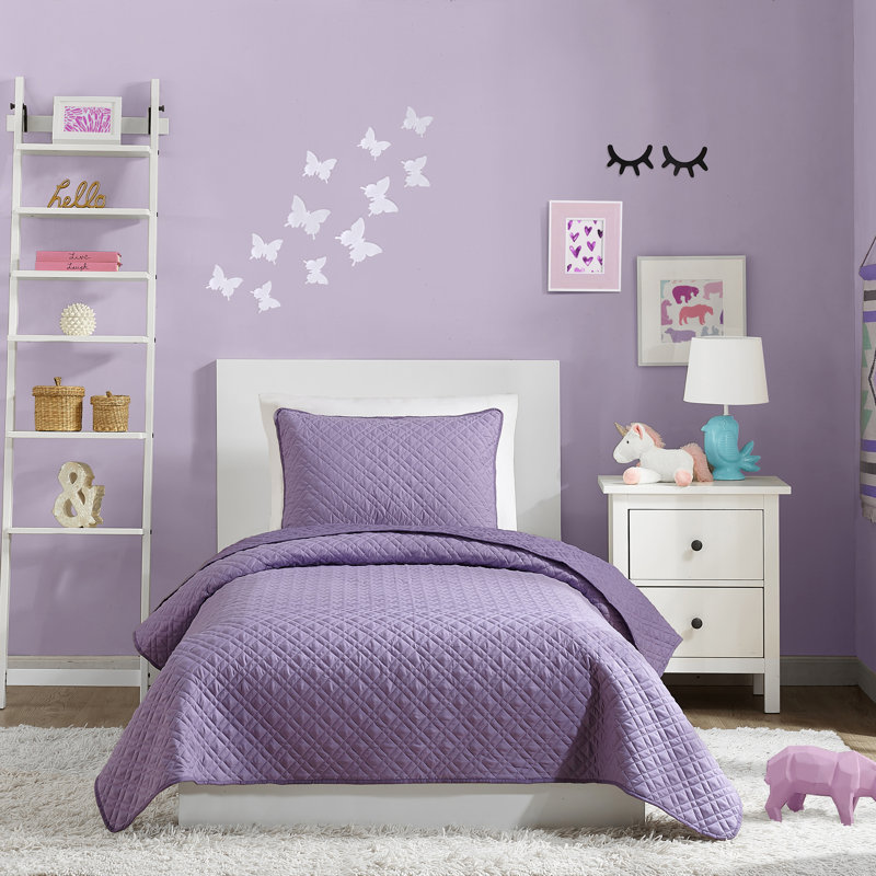 Ensemble de courtepointe réversible en microfibre Corbin and Angelietta, Mauve, Lit simple