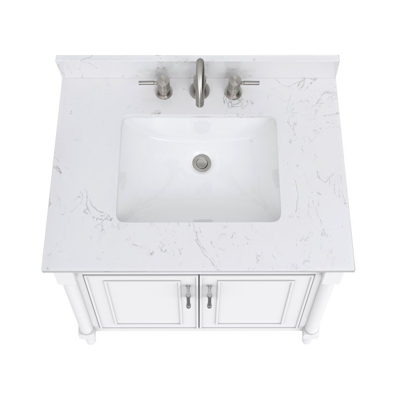 Bristol 31'' White Single Bathroom Vanity with Marble Top