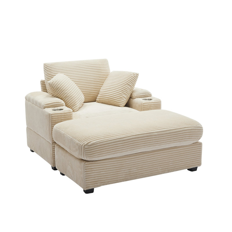 Canapé rembourré Corduroy, Beige