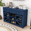 Buffet à portes coulissantes avec 3 tiroirs, tablettes réglables et portes grillagées en métal-299042420