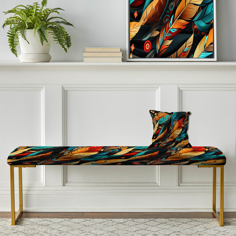 Tapisserie tribale motif bohème - banc rembourré or Boho