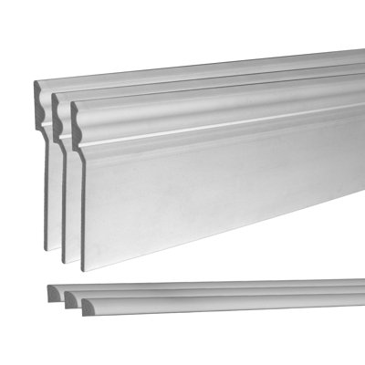 Ensemble complet de moulures de plancher, plinthe de 8 po de hauteur x 7/8 po, H 3/4 de hauteur x 3/4 de tour, toutes deux 8 pi de longueur
