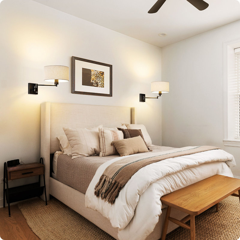 Dimmable Plug-in/Hardwired Swing Arm Wall Sconce With Bulb