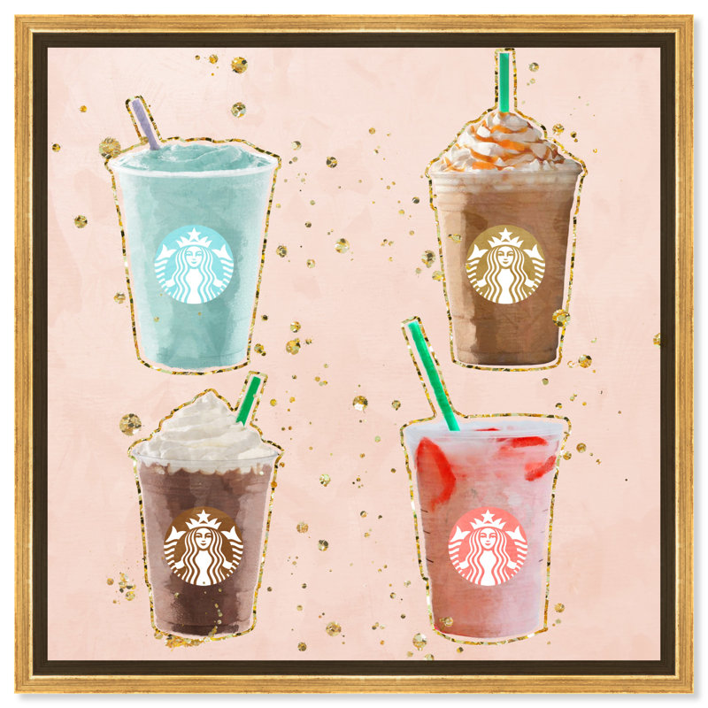 «Colorful Caffeine» par Oliver Gal - Impression sur toile, Toile avec cadre doré, H 16 po x l 16 po