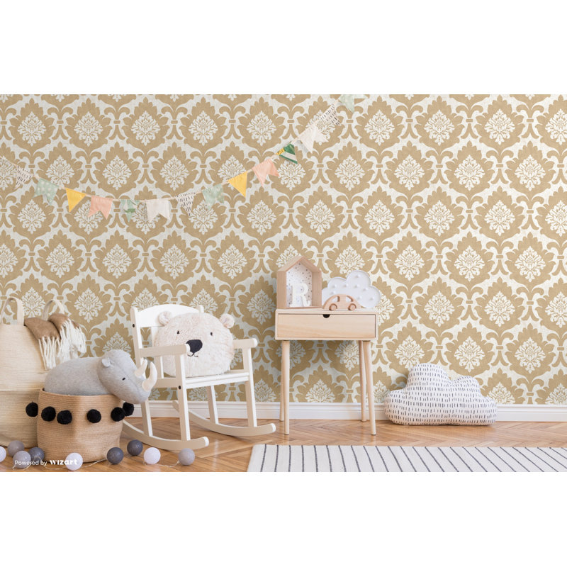 Aghaleck Damask 10m x 53cm Wallpaper Roll, Sand