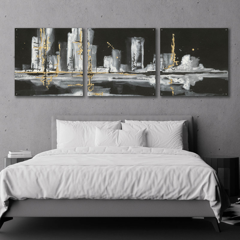 "Urban Gold V" par Chris Paschke, 3 pièces "Urban Gold V" par Chris Paschke, H 36 po x l 108 po