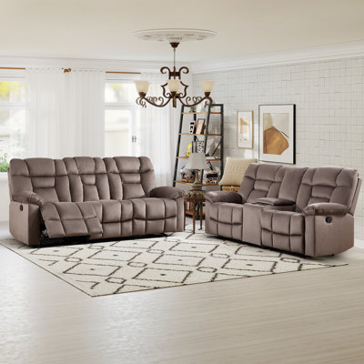 2-Piece Contemporary Manual Reclining Set With 2-Seat Loveseat & 3-Seat Sofa