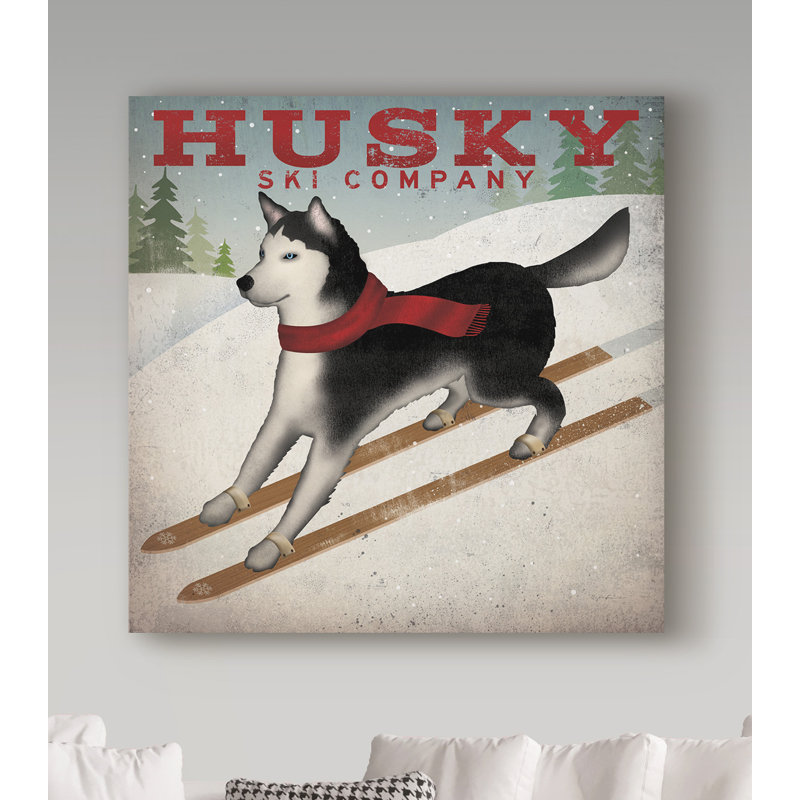 « husky ski co », reproduction d’impression sur toile tendue, H 35 po x l 35 po x P 2 po