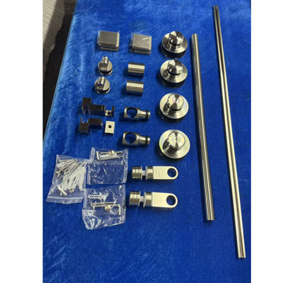 Frameless Sliding Shower Door Hardware Kit Includes Pull Handle / Roller System / Glass Clamp