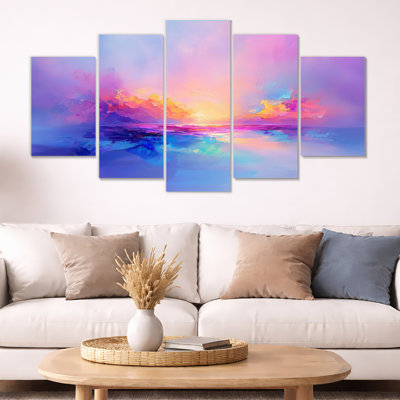 Auroral Coastal Minimal Sky Horizon - Sky Wall Art Print 5 Panel