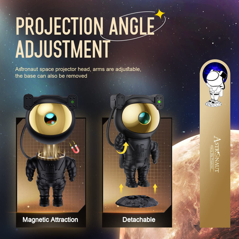 Black Astronaut LED Night Light Projector for Kids